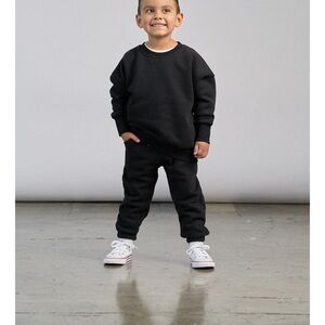 Little Bipsy Black Elevated Crewneck Sweatshirt with matching black pants 0-3m